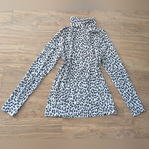Lands' End Leopard Print Turtleneck Long-Sleeve Top - Brown & White